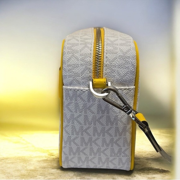 Michael Kors Gray and Yellow Messenger Bag With Matching Card Holder - Picture 3 of 9